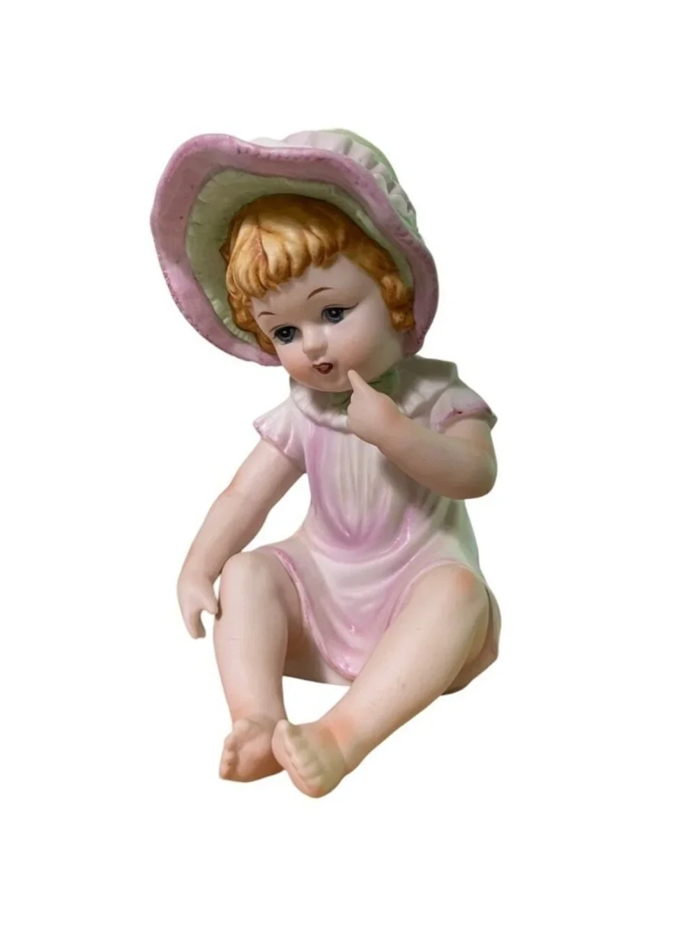 Vintage KPM Porcelain Baby Girl Toddler in Hat Figurine 7